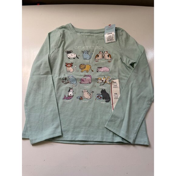 Cat & Jack Little Girls long sleeve graphic tee’s set of 2 size XS (4/5) NWT - Picture 3 of 5